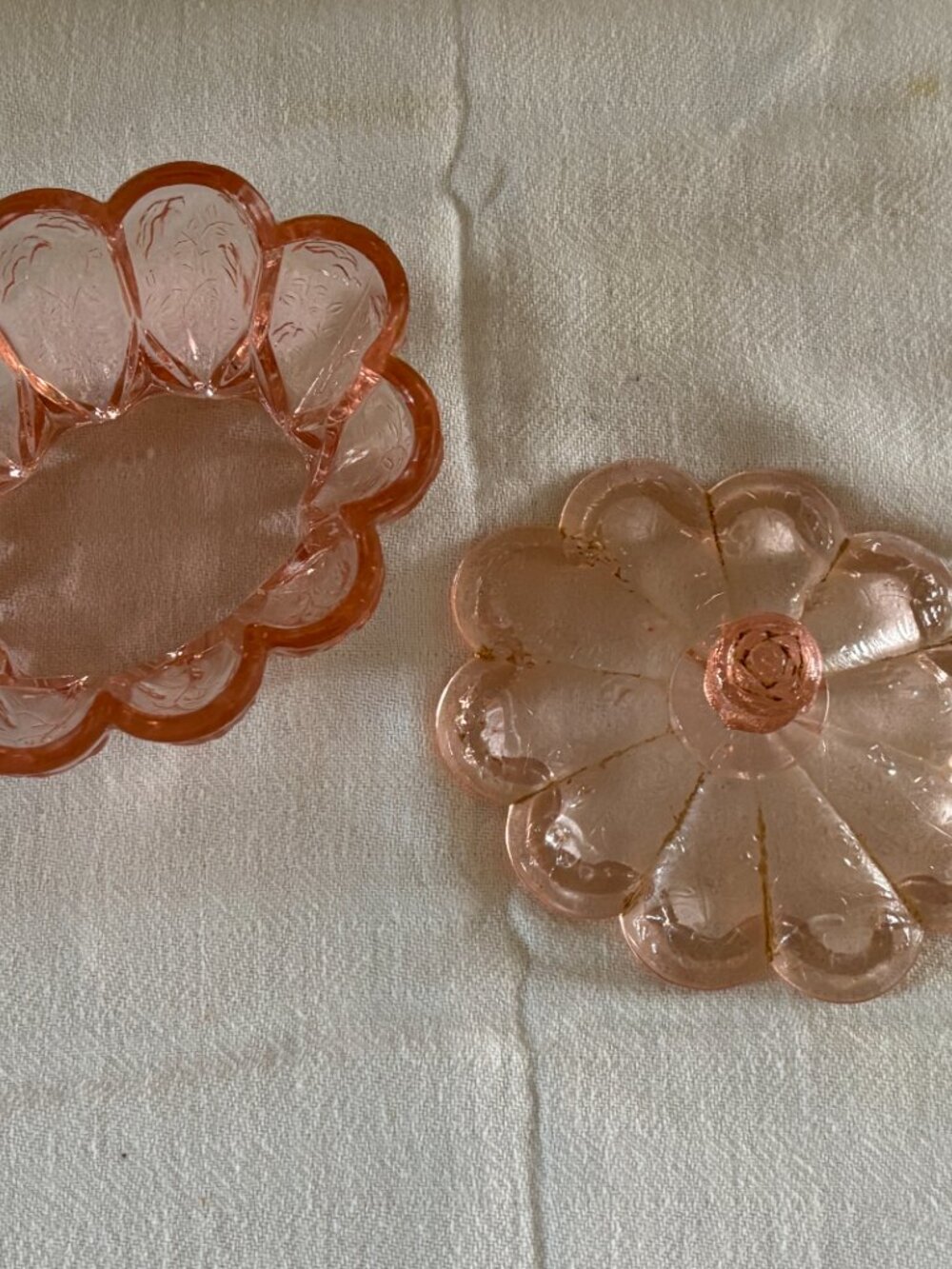 Vintage Pink Glassware Candy/ Serving Dish with Lid - Picture 5 of 12